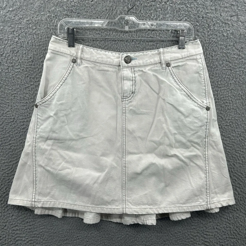 Free People Mini Skirt Size 28 White Denim Stitched Embroidered Pleated A Line